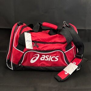 ASICS Red and Black Duffel Bag with White Logo